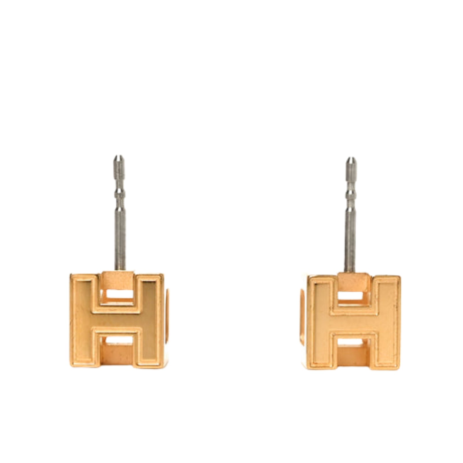 Gold Lacquered Cage d'H Earrings