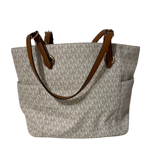 White and Brown Signature Tote