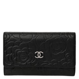 Camellia Embossed Medium Wallet in Black