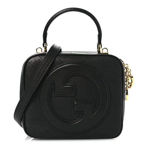 Sakai Be Green Calfskin Diagonal Stitched Blondie Top Handle Bag Black