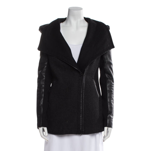 Vena Leather Wool Coat