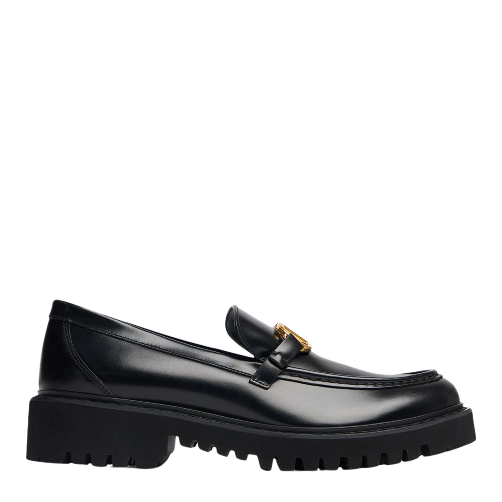 Black Calfskin VLogo Loafers - 40