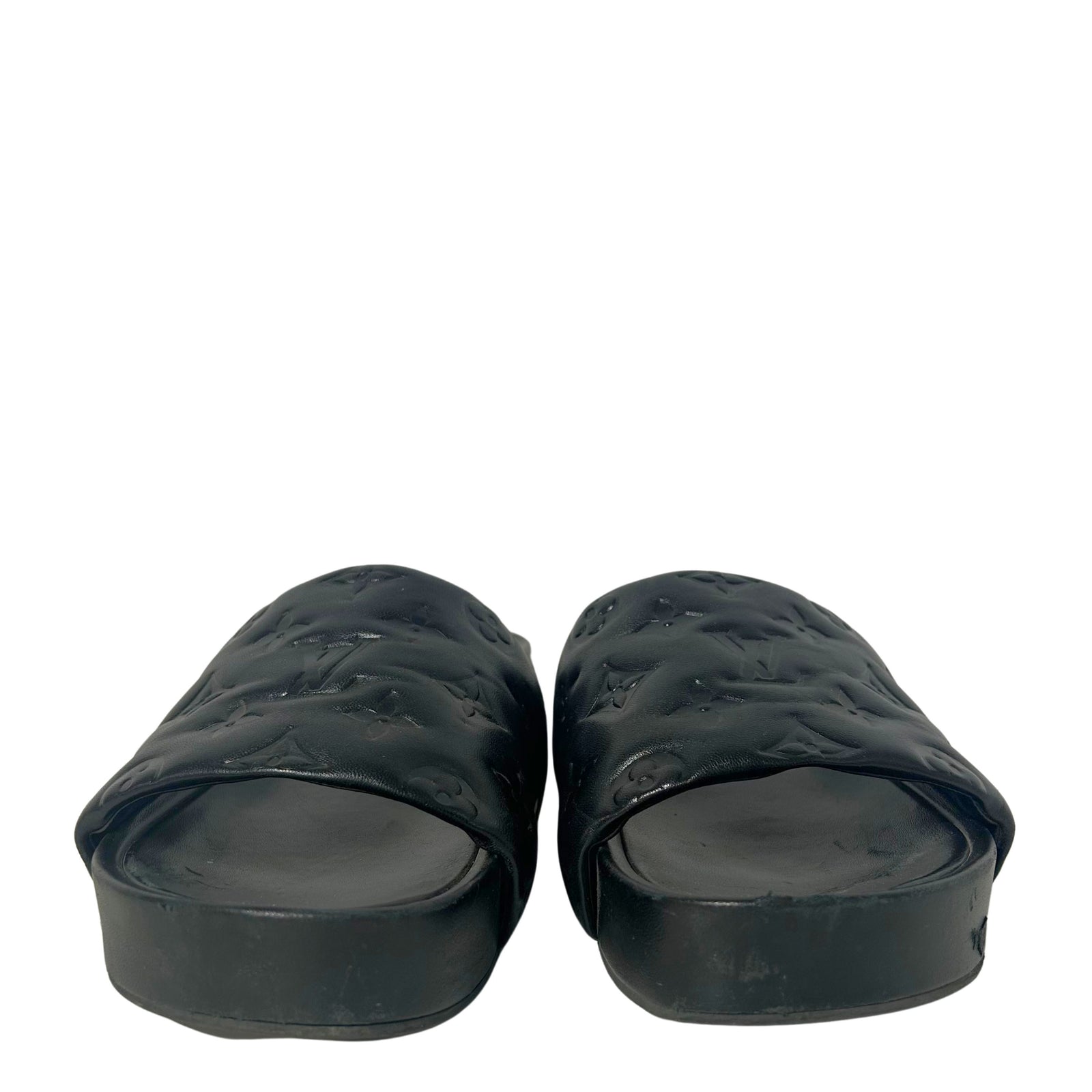 Lambskin Embossed Monogram Jumbo Flatform Mule Sandals 40