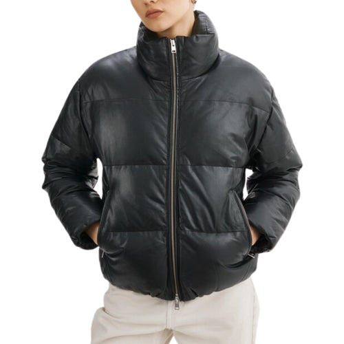 Lamb Leather Puffer Jacket