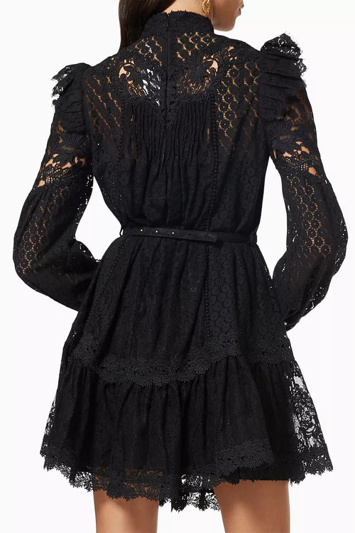 Concert Textured Lace Mini Dress in Cotton
