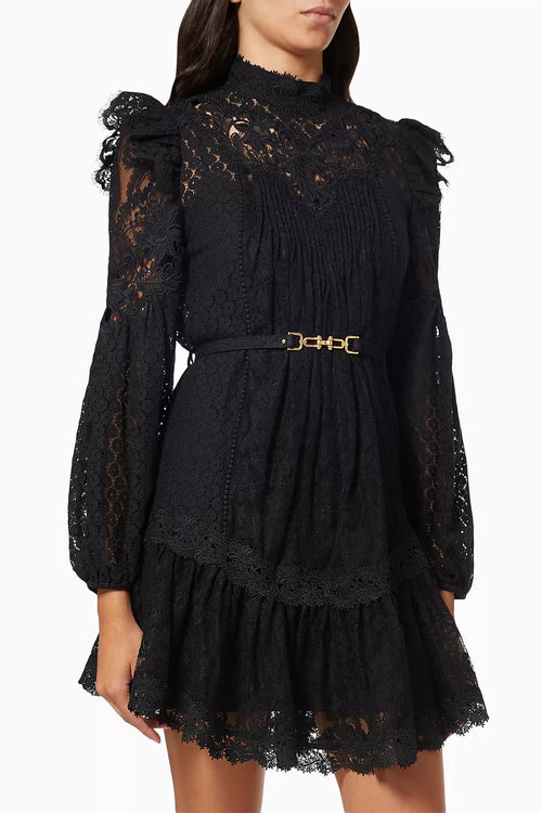 Concert Textured Lace Mini Dress in Cotton