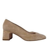 Beige Suede Block Pumps 5