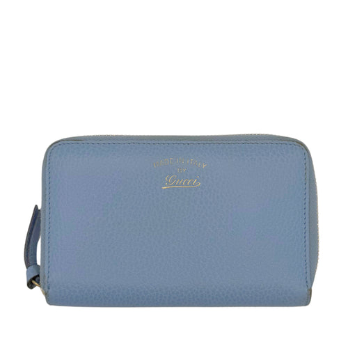 Dollar Calfskin Medium Swing Zip Around Wallet Light Blue