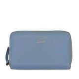 Dollar Calfskin Medium Swing Zip Around Wallet Light Blue