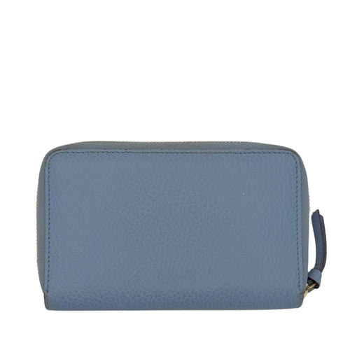 Dollar Calfskin Medium Swing Zip Around Wallet Light Blue