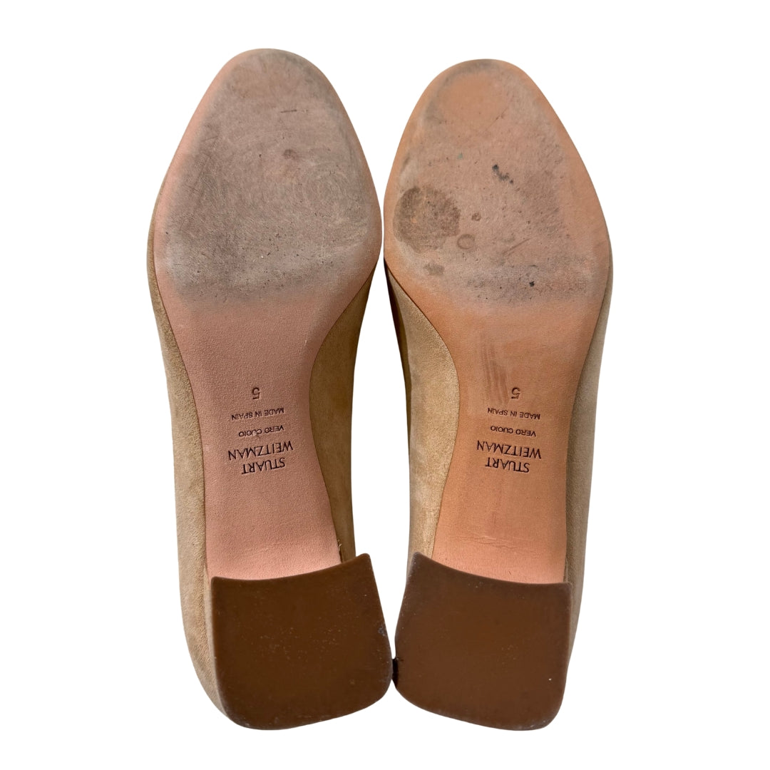 Beige Suede Block Pumps 5