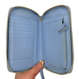 Dollar Calfskin Medium Swing Zip Around Wallet Light Blue