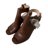 Brown Leather Open Toe Ankle Boots 41