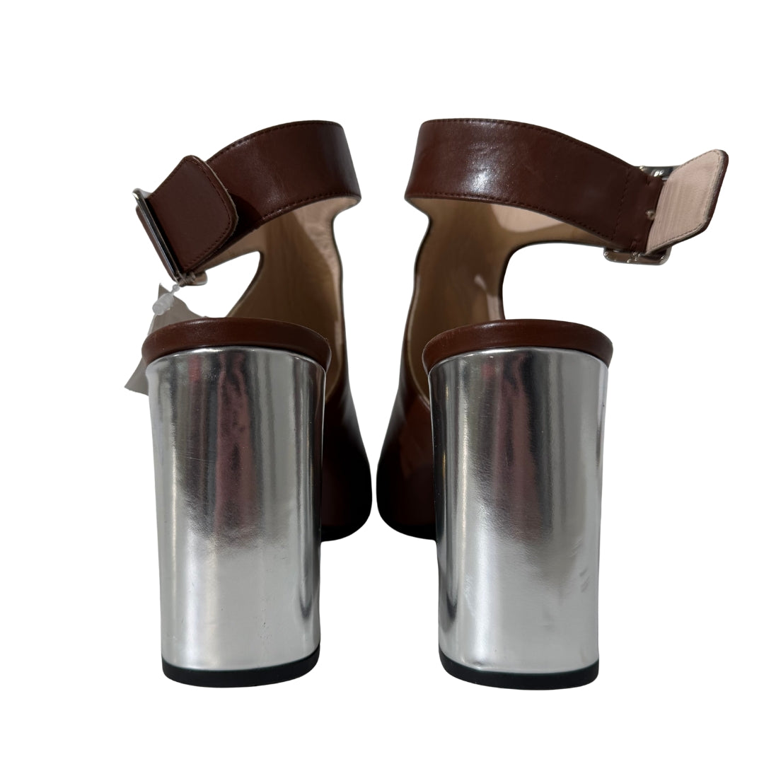 Brown Leather Open Toe Ankle Boots 41