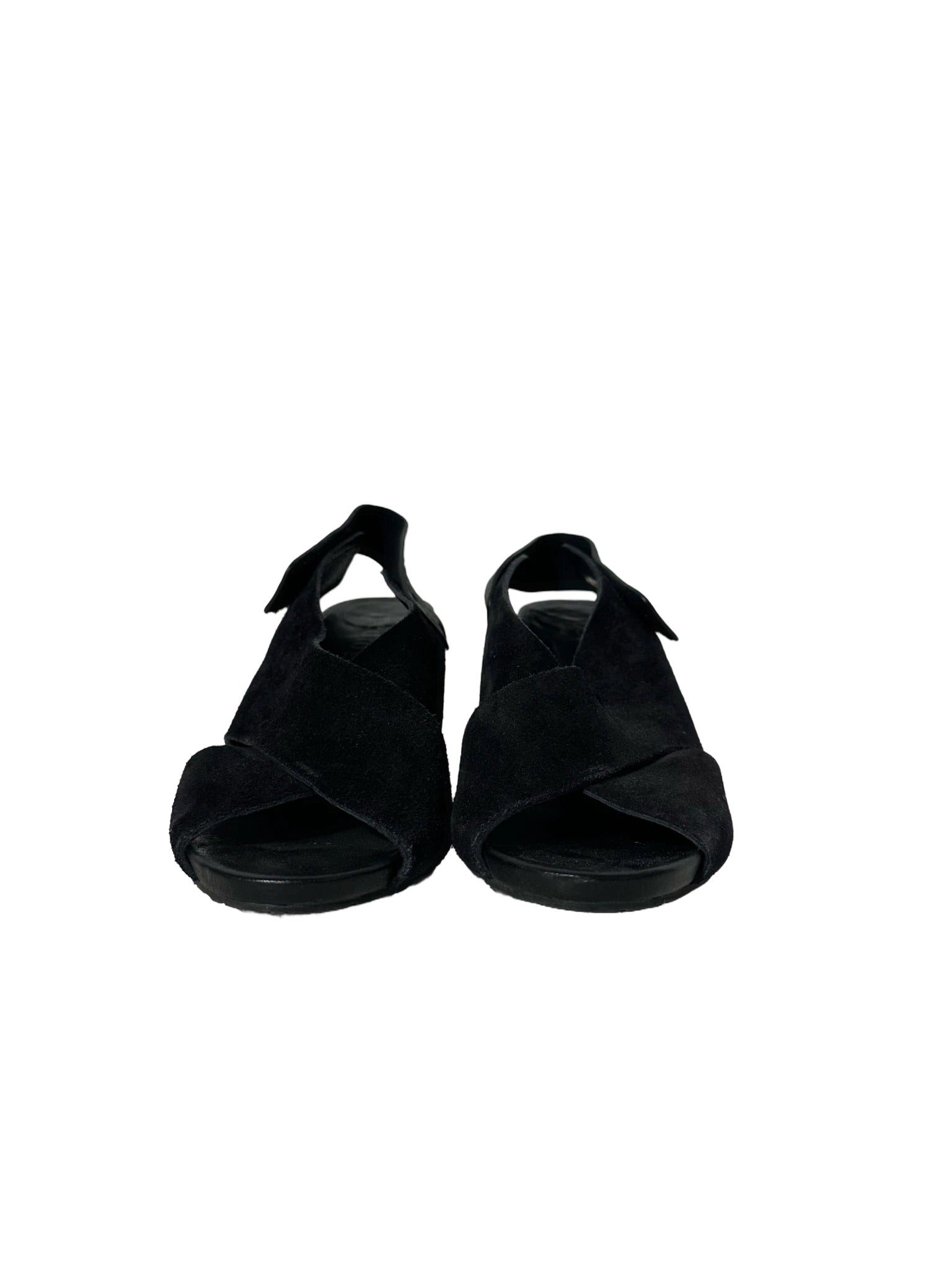 Black Suede Velcro Chunk Heel 39