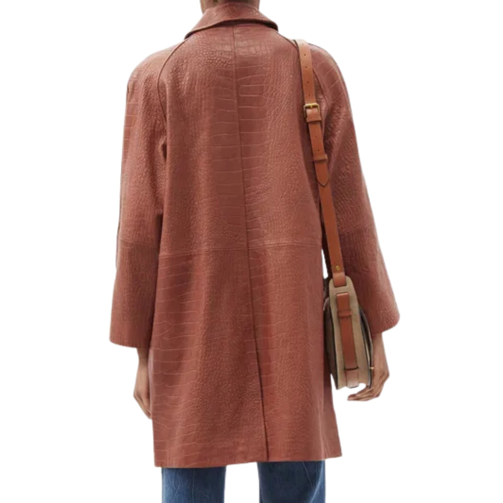 Croc Embossed Leather Coat