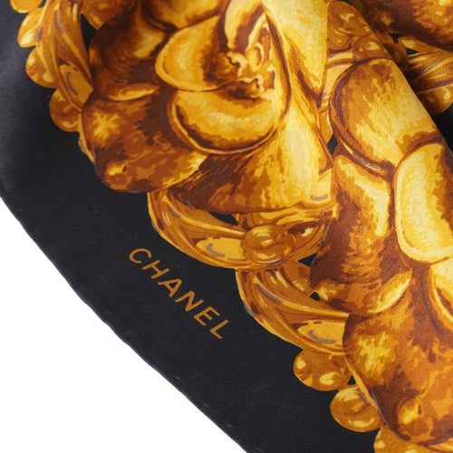 Gold Floral Silk Scarf
