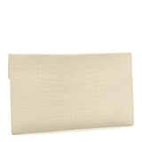 Calfskin Crocodile Embossed Uptown Monogram Pouch Crema Soft