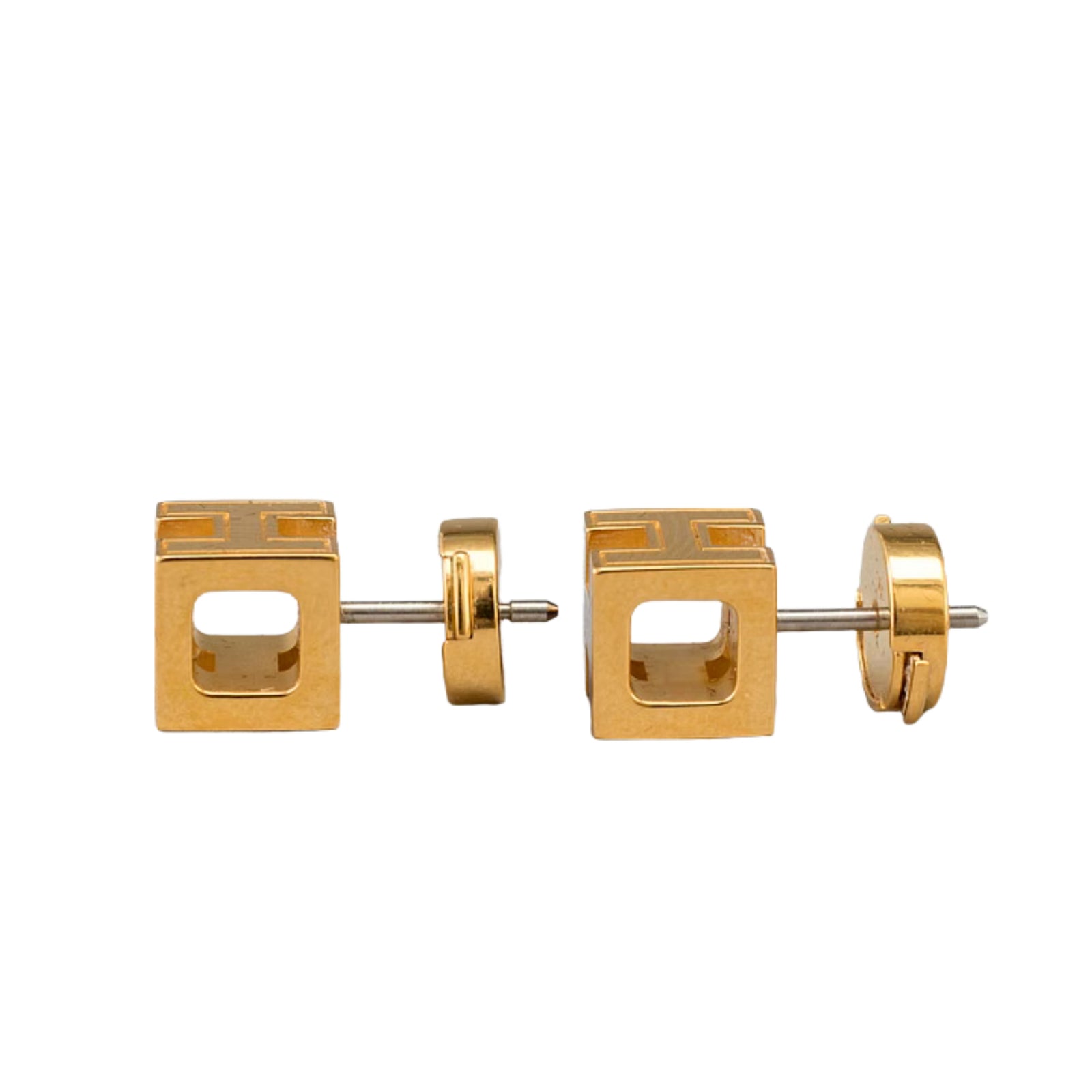 Gold Lacquered Cage d'H Earrings