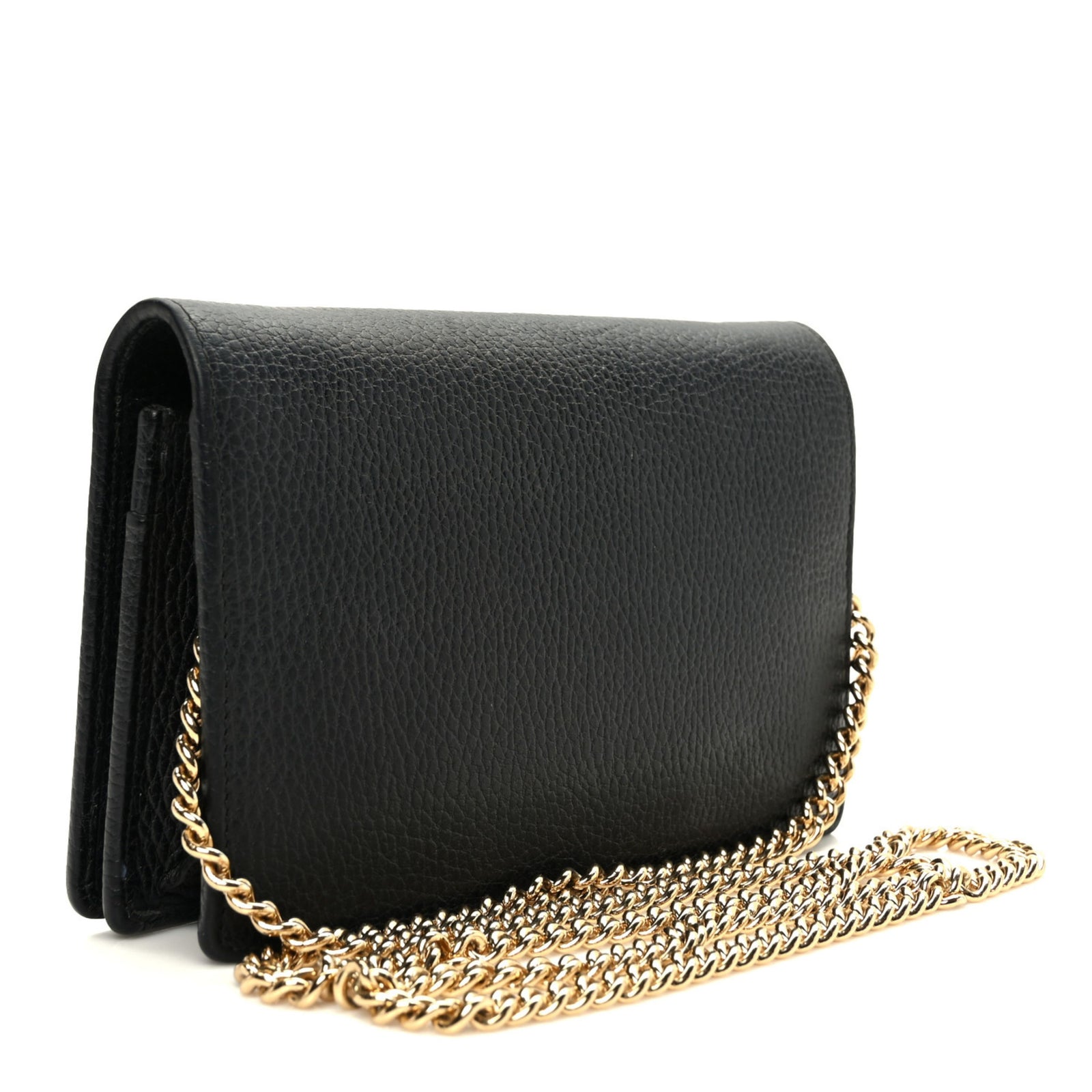 Calfskin Mini GG Marmont Chain Wallet Black