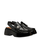 Black Retro Slingback Platform Loafers 37