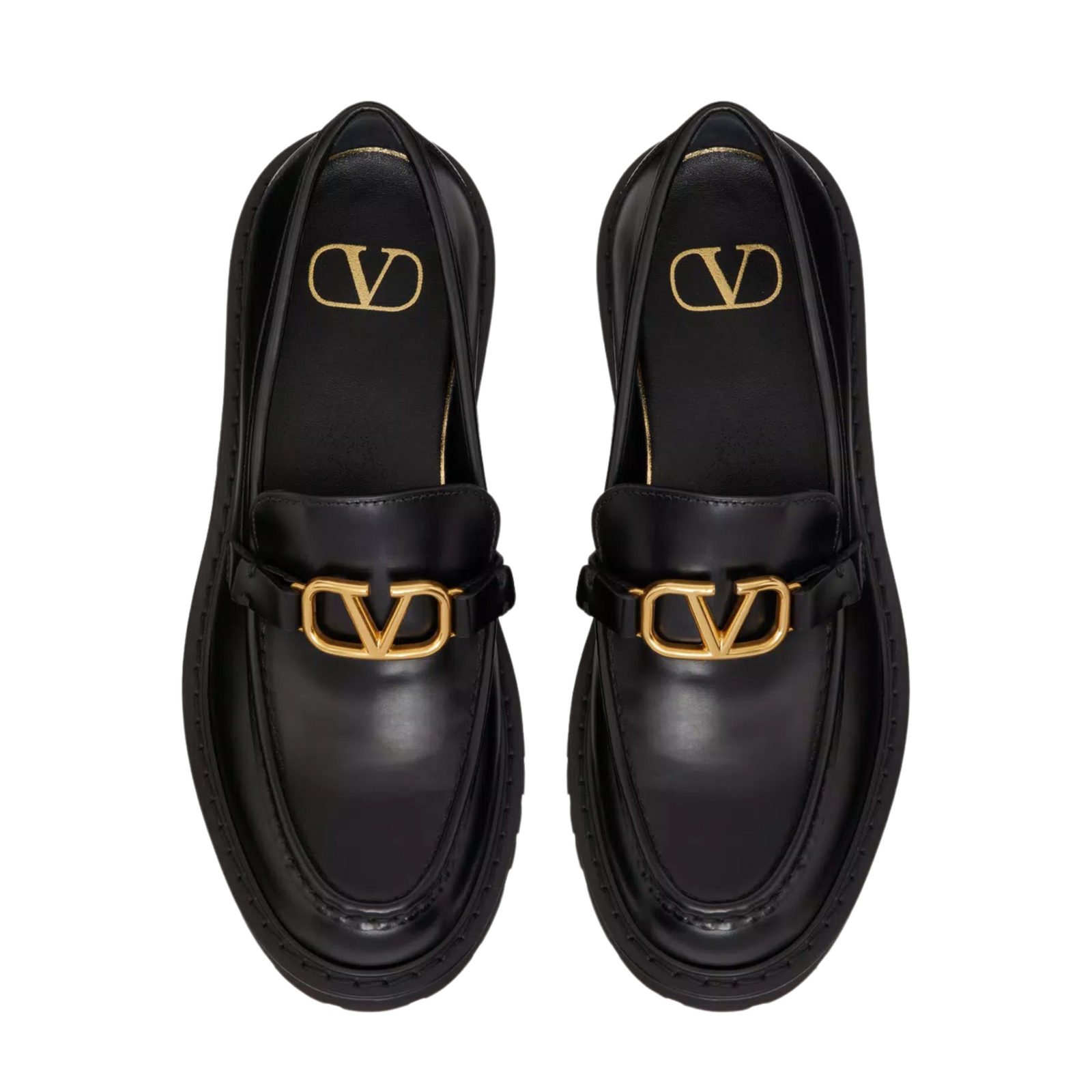 Black Calfskin VLogo Loafers - 40