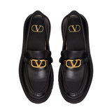 Black Calfskin VLogo Loafers 40