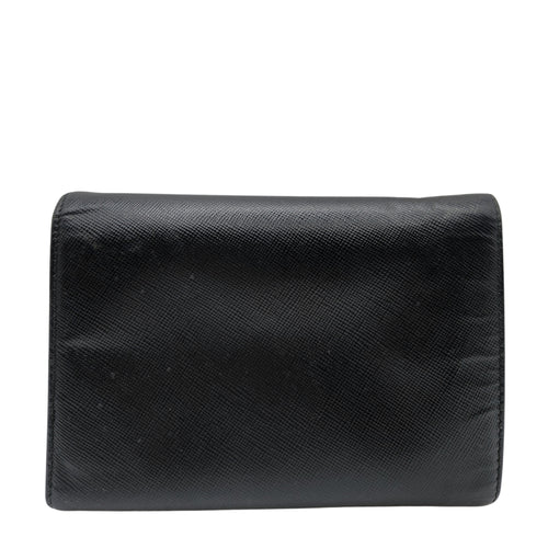 Saffiano Leather Tri-Fold Wallet in Black