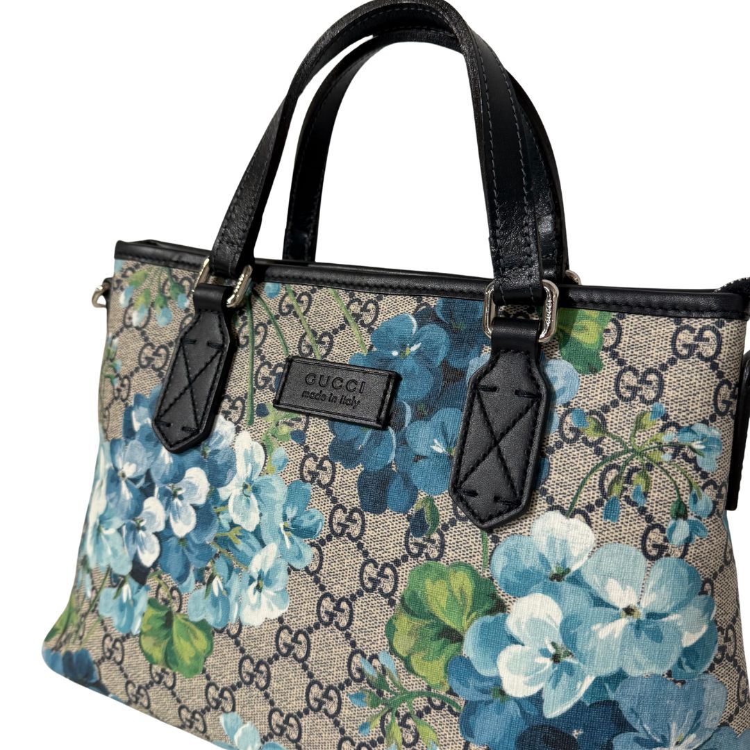 Convertible Tote Blooms Print GG Coated Canvas