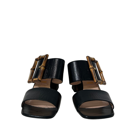 Bamboo Accent Leather Sandals 39.5