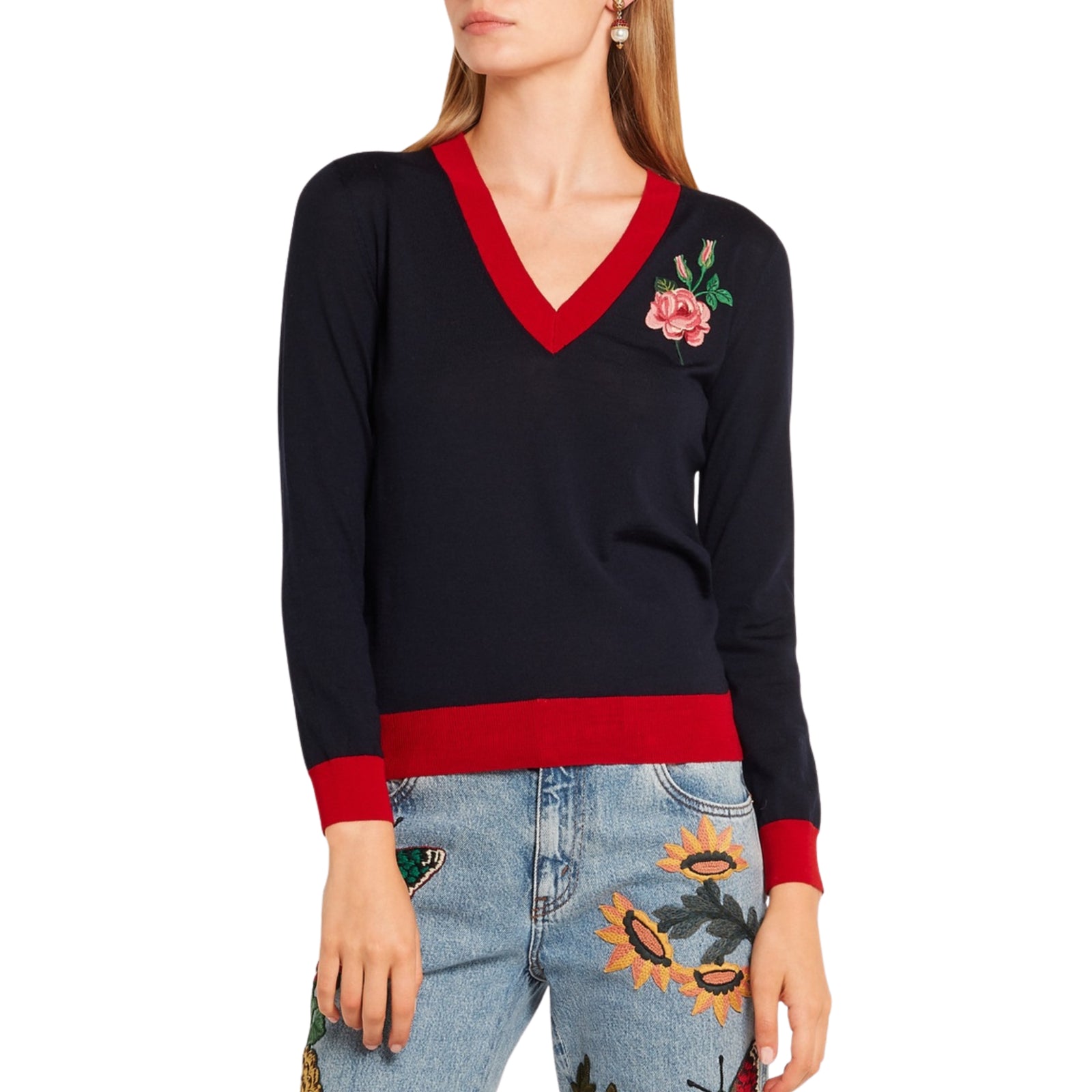 Embroidered Merino Wool Sweater