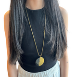 Long Enamel Pendant Necklace