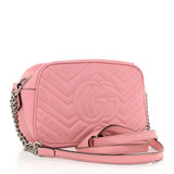Calfskin Matelasse Mini GG Marmont Chain Shoulder Bag Wild Rose
