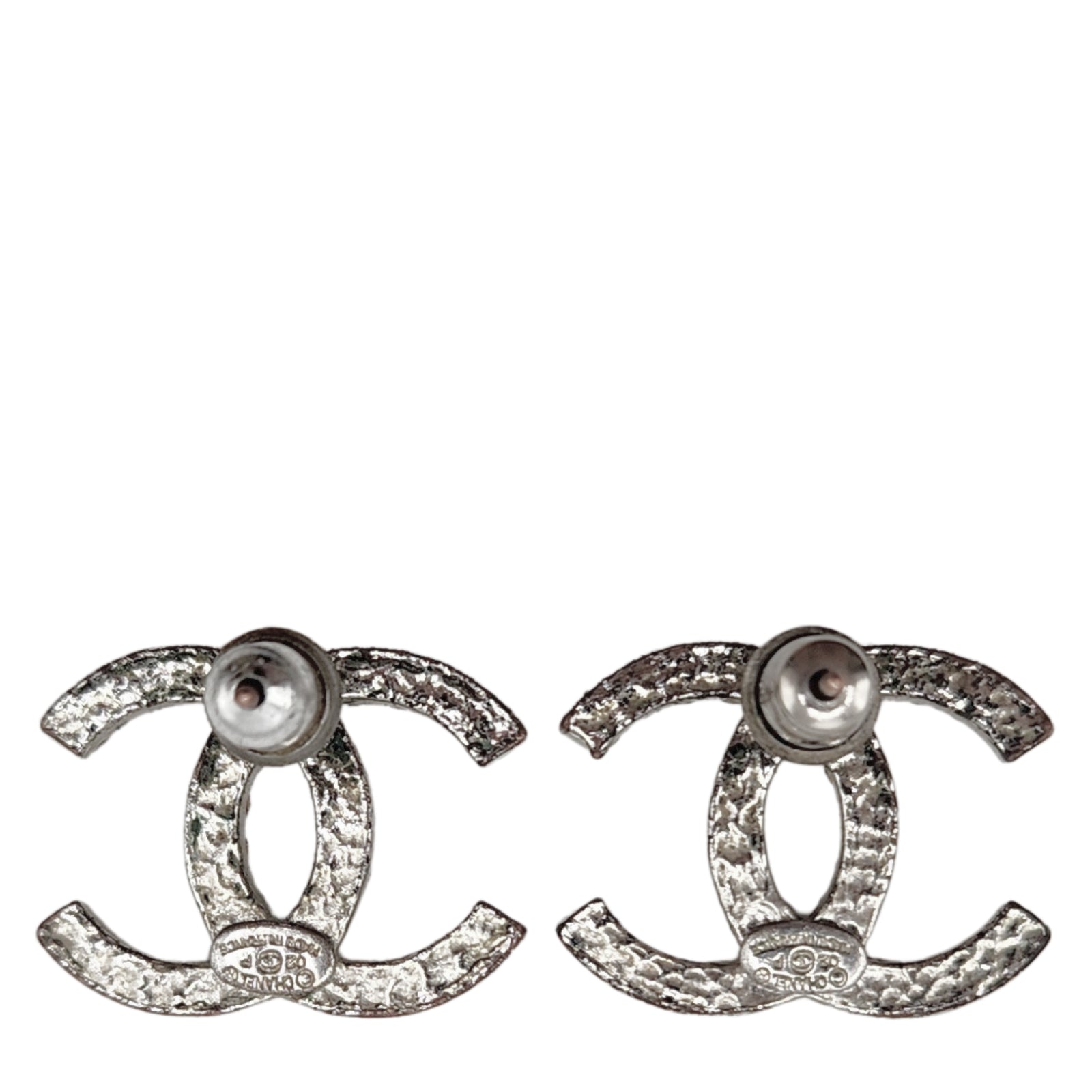 Silver Crystal CC Stud Earrings