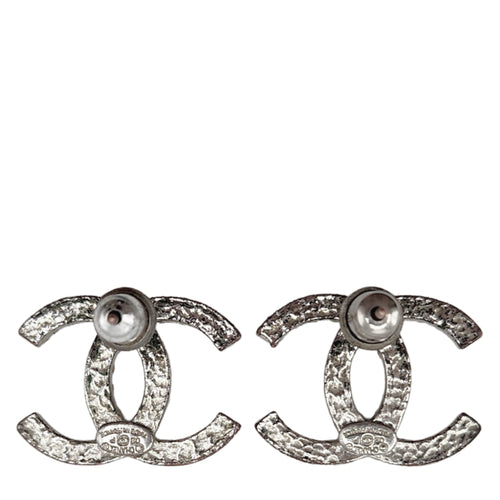 Silver Crystal CC Stud Earrings