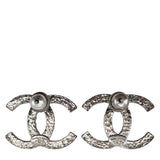 Silver Crystal CC Stud Earrings