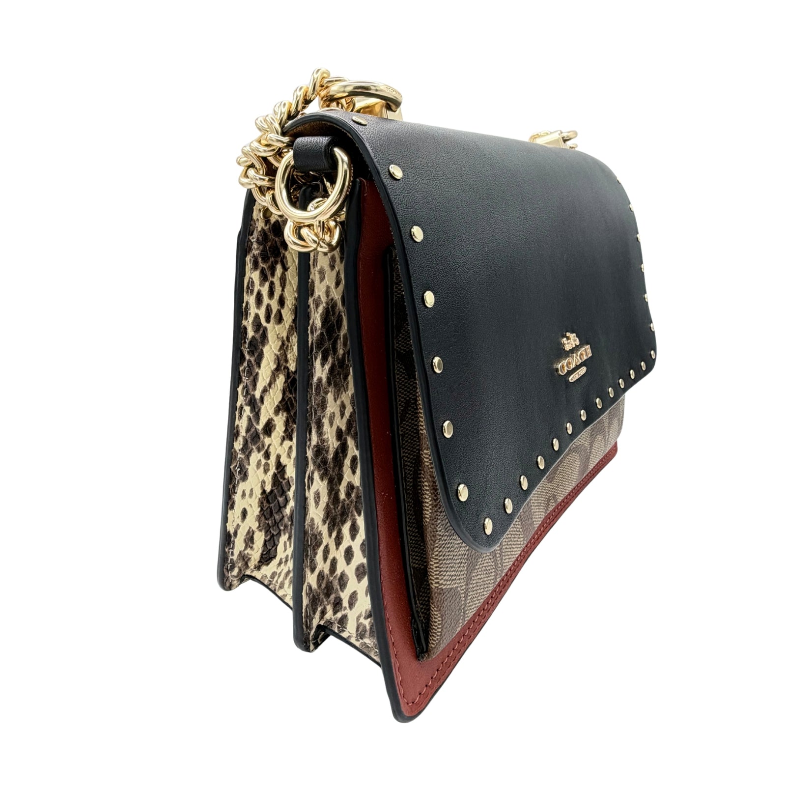 Coach Leather Klare Crossbody in Signature Canvas with Rivets