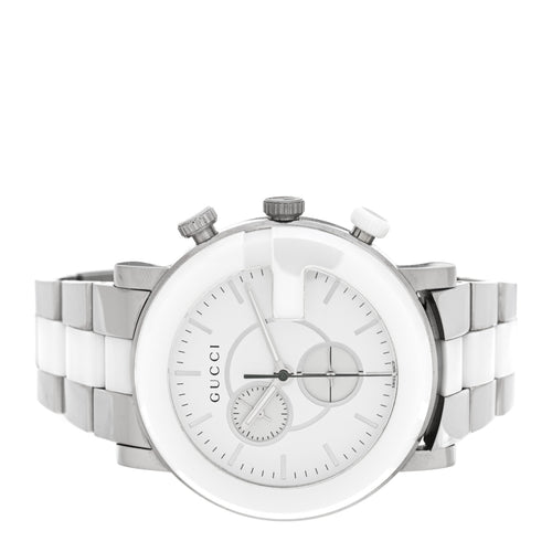 Stainless Steel Ceramic 44mm G-Chrono Chronograph Quartz Watch White