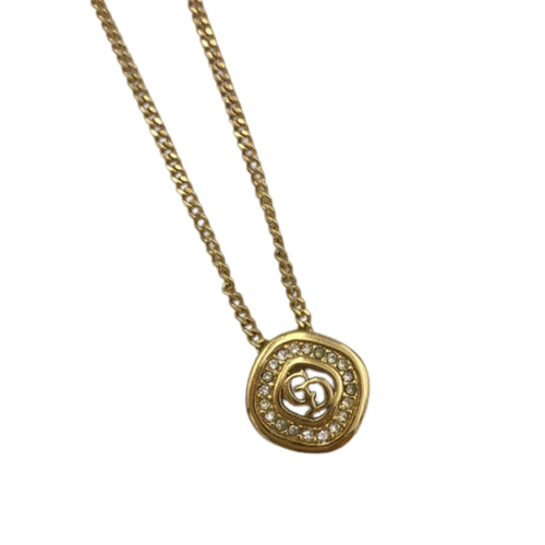 CD Logo Diamond-shaped Rhinestone Necklacde