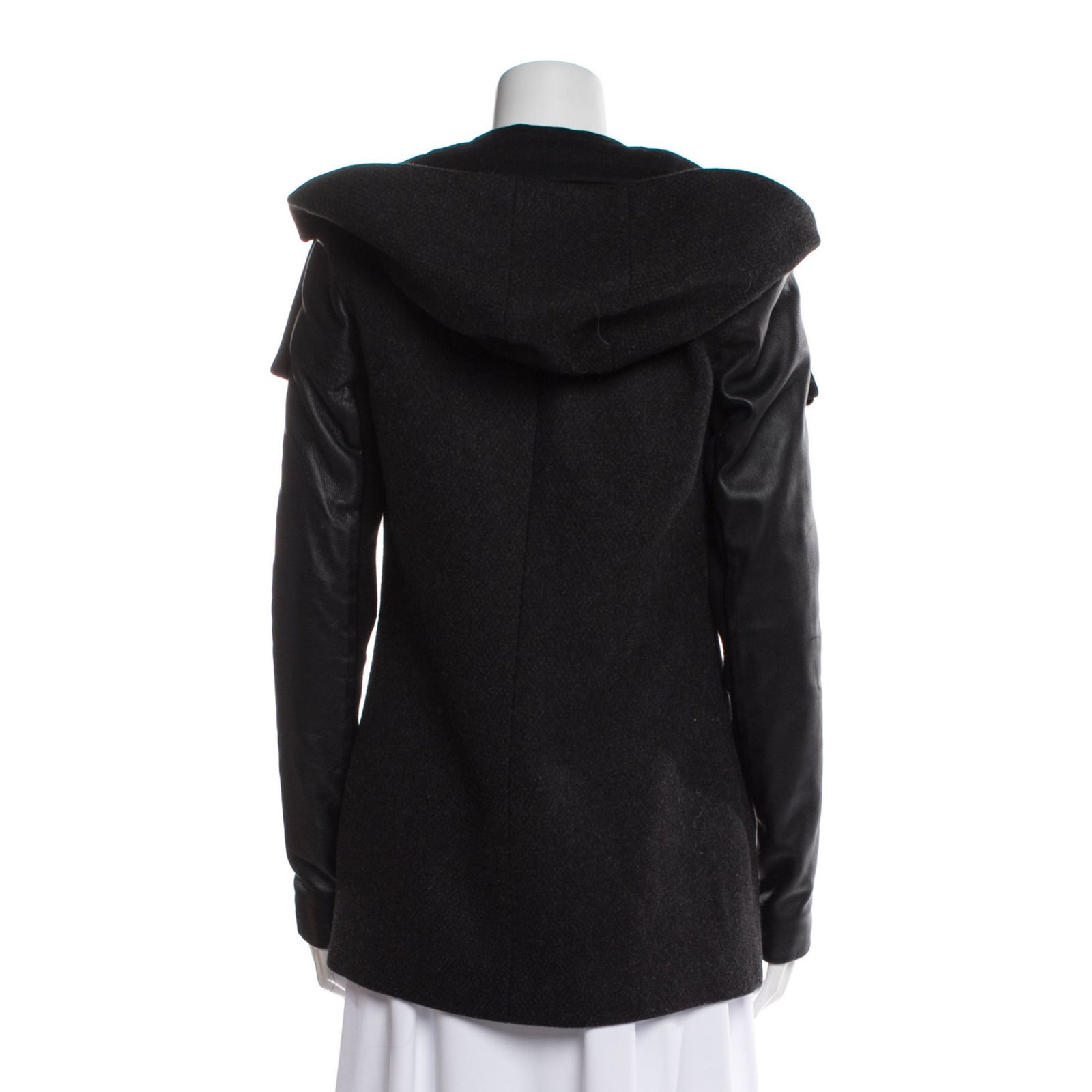 Vena Leather Wool Coat