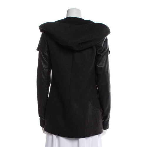Vena Leather Wool Coat