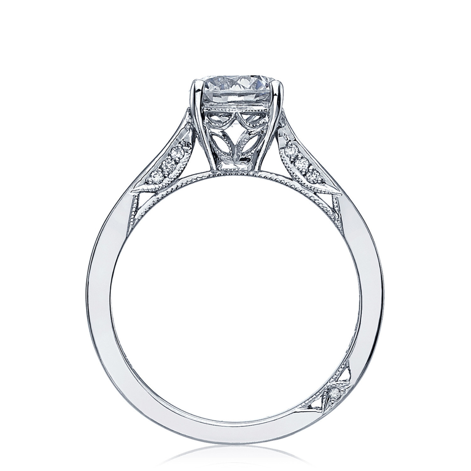Dantela - Platinum Round Natural Diamond Solitaire Engagement Ring