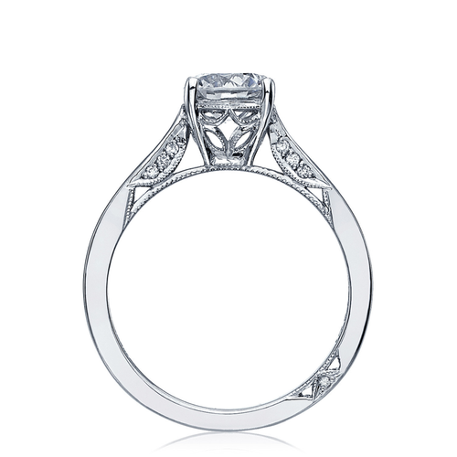 Dantela - Platinum Round Natural Diamond Solitaire Engagement Ring