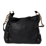 Black Shoulder Bag with Gold Details