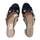 Moire Fabric Crystal Embellished Lyric Slide Sandals 39.5