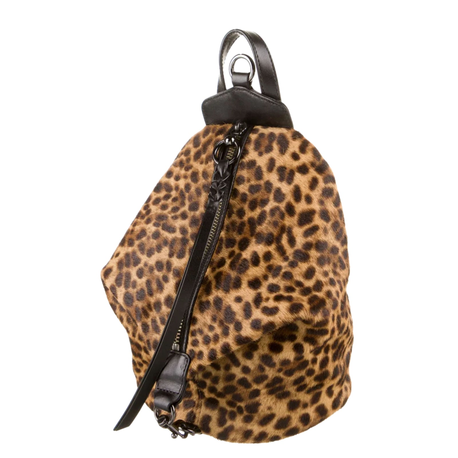 Leather Trim Calf Hair Backpack