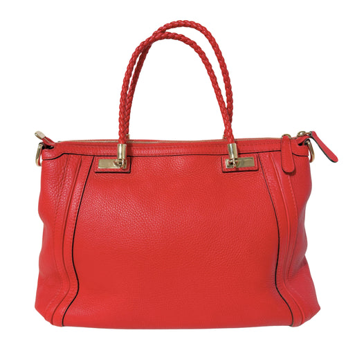 Pebbled Calfskin Bella Top Handle Red