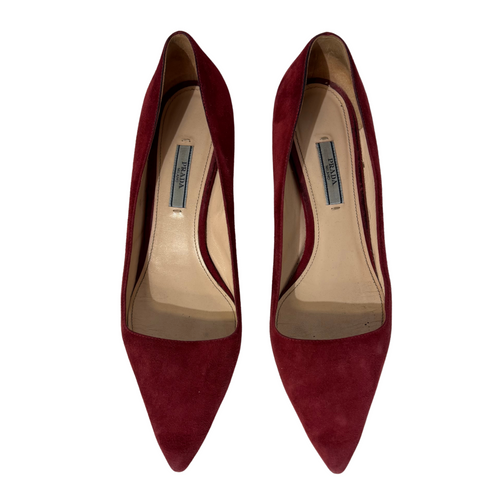 Red Suede Kitten Heels 39