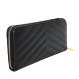 Chevron Monogram Zip Around Wallet in Black