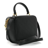 Sakai Be Green Calfskin Diagonal Stitched Blondie Top Handle Bag Black
